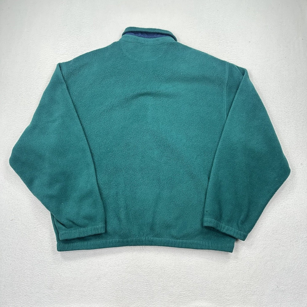 Bugle Boy Fleece Jacket Mens XL Green Vintage 90s Full Zip Collared Crest - Picture 2 of 10
